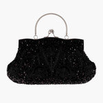 Celeste | Vintage Gold Beaded Evening Clutch – Timeless Elegance - in Black | Arvea Bags