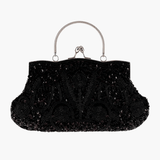 Celeste | Vintage Gold Beaded Evening Clutch – Timeless Elegance - in Black | Arvea Bags