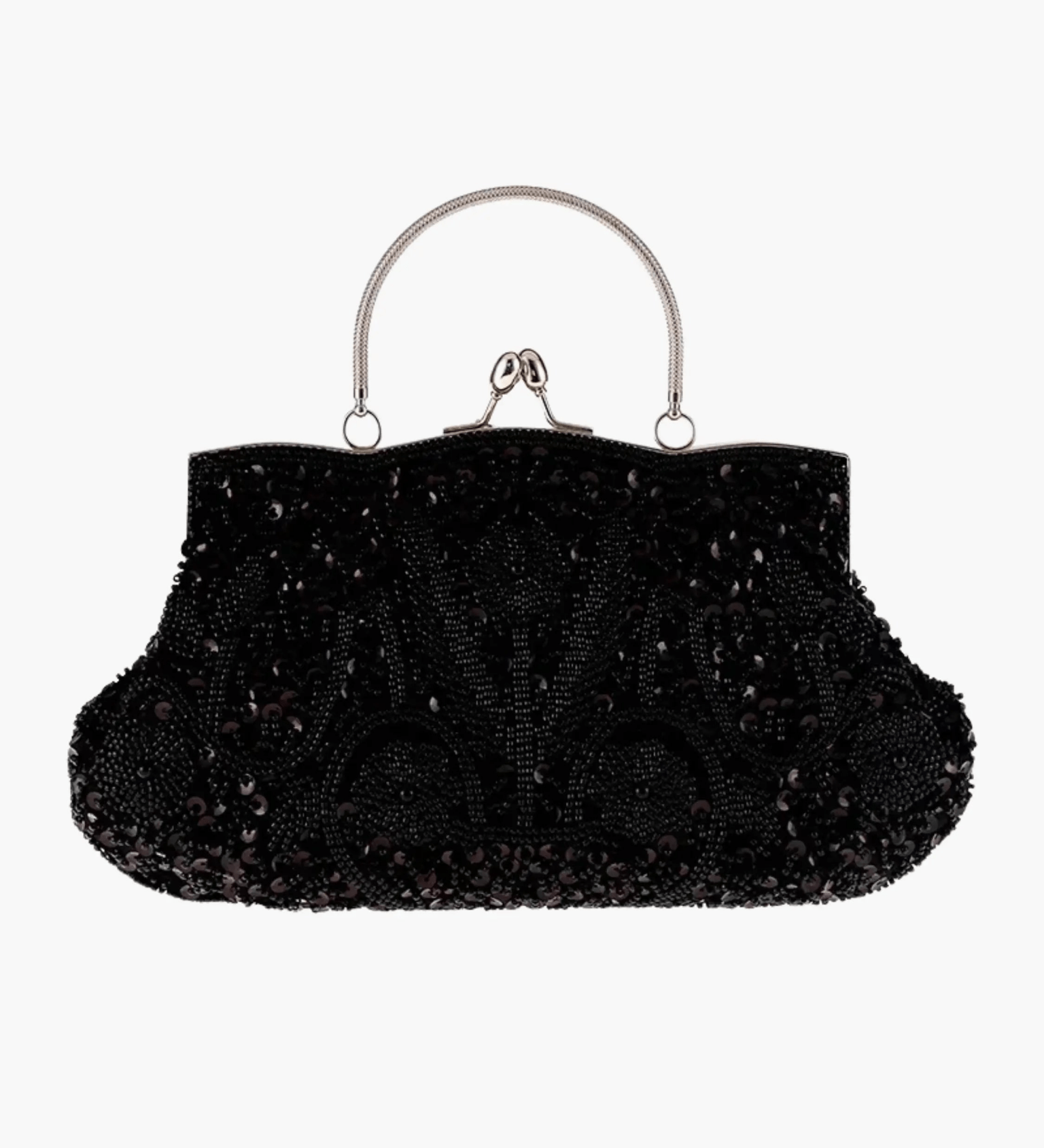 Celeste | Vintage Gold Beaded Evening Clutch – Timeless Elegance - in Black | Arvea Bags