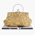Celeste | Vintage Gold Beaded Evening Clutch – Timeless Elegance - in Gold | Arvea Bags