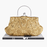 Celeste | Vintage Gold Beaded Evening Clutch – Timeless Elegance - in Gold | Arvea Bags