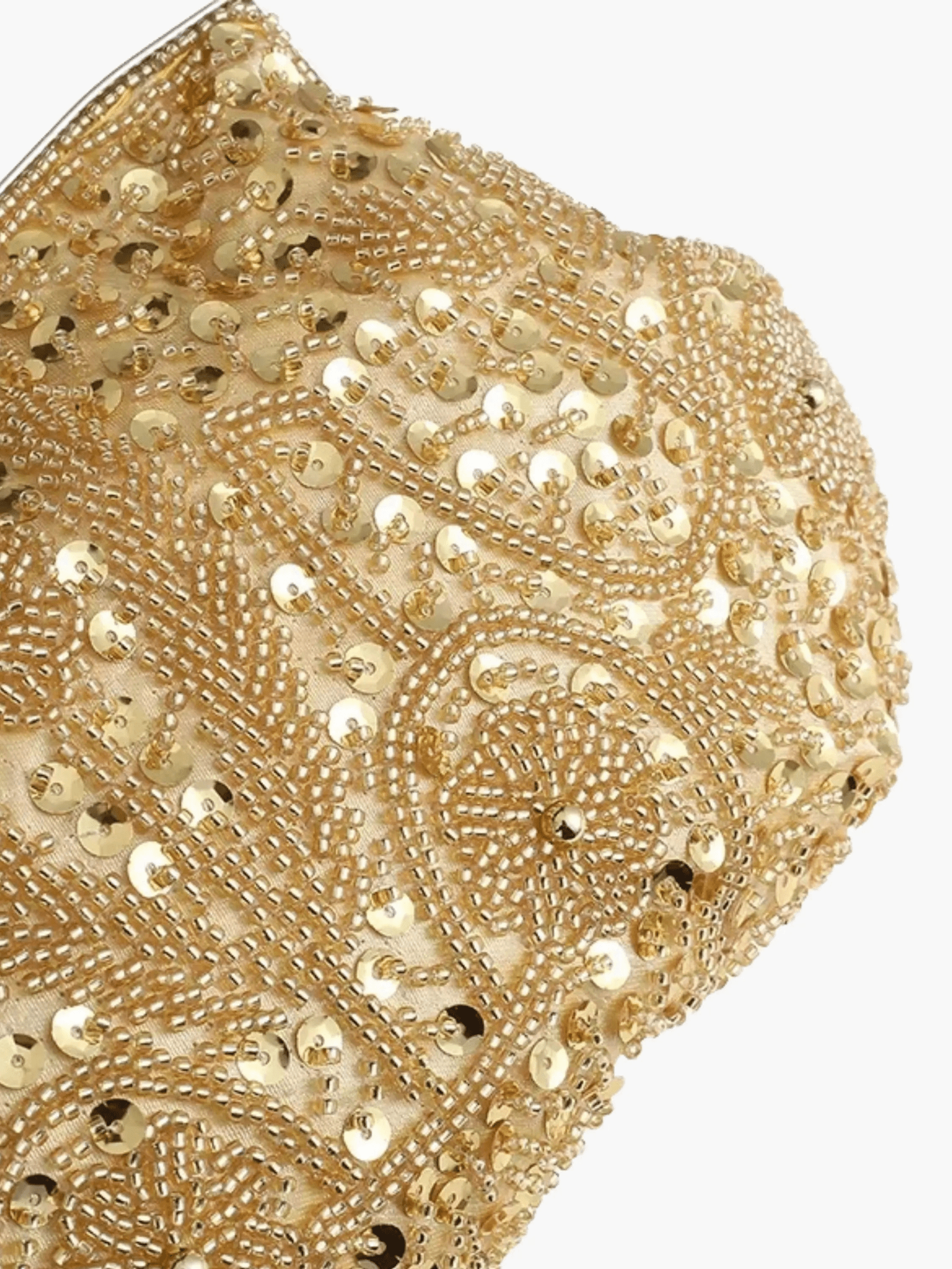 Celeste | Vintage Gold Beaded Evening Clutch – Timeless Elegance - in Gold | Arvea Bags