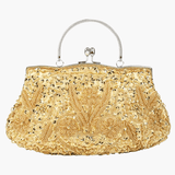 Celeste | Vintage Gold Beaded Evening Clutch – Timeless Elegance - in Gold | Arvea Bags