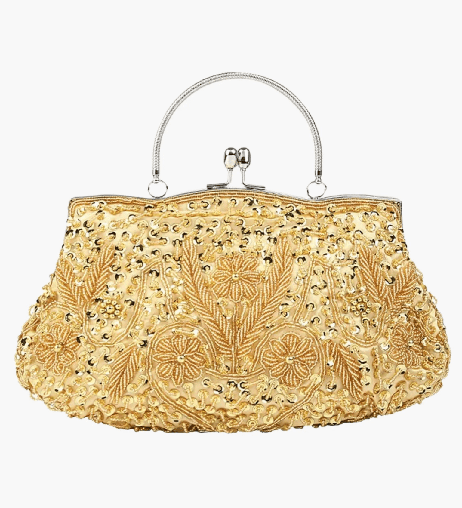 Celeste | Vintage Gold Beaded Evening Clutch – Timeless Elegance - in Gold | Arvea Bags