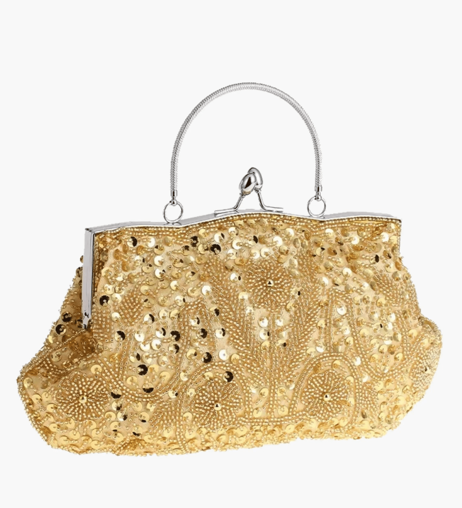 Celeste | Vintage Gold Beaded Evening Clutch – Timeless Elegance - in Gold | Arvea Bags