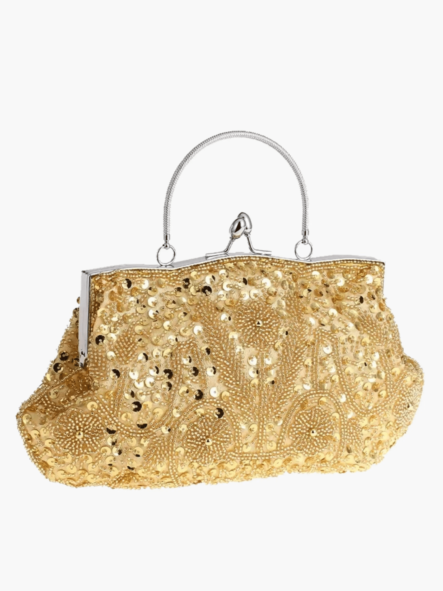 Celeste | Vintage Gold Beaded Evening Clutch – Timeless Elegance - in Gold | Arvea Bags
