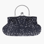 Celeste | Vintage Gold Beaded Evening Clutch – Timeless Elegance - in Grey | Arvea Bags