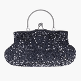 Celeste | Vintage Gold Beaded Evening Clutch – Timeless Elegance - in Grey | Arvea Bags