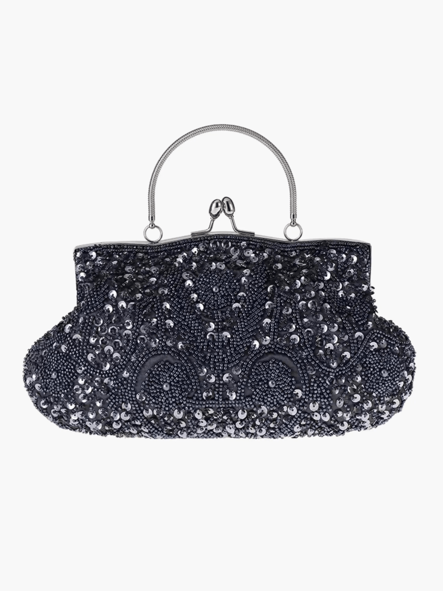 Celeste | Vintage Gold Beaded Evening Clutch – Timeless Elegance - in Grey | Arvea Bags