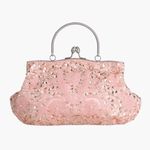 Celeste | Vintage Gold Beaded Evening Clutch – Timeless Elegance - in Light Pink | Arvea Bags