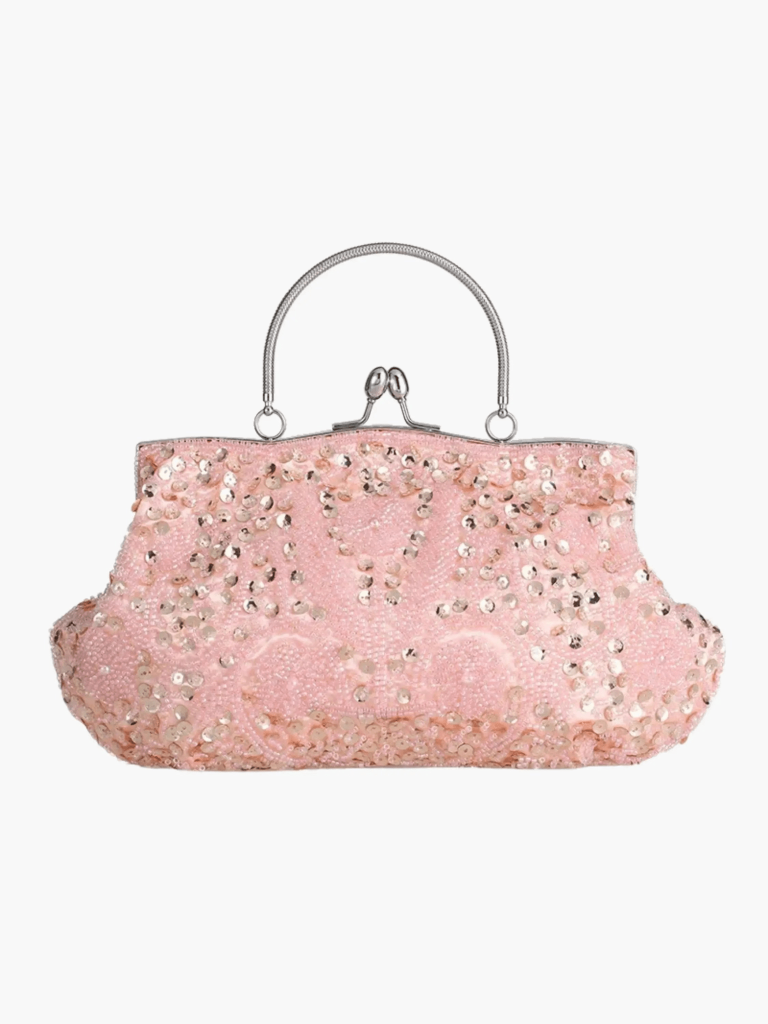 Celeste | Vintage Gold Beaded Evening Clutch – Timeless Elegance - in Light Pink | Arvea Bags