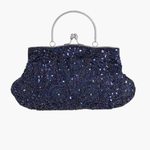 Celeste | Vintage Gold Beaded Evening Clutch – Timeless Elegance - in Navy Blue | Arvea Bags