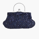 Celeste | Vintage Gold Beaded Evening Clutch – Timeless Elegance - in Navy Blue | Arvea Bags