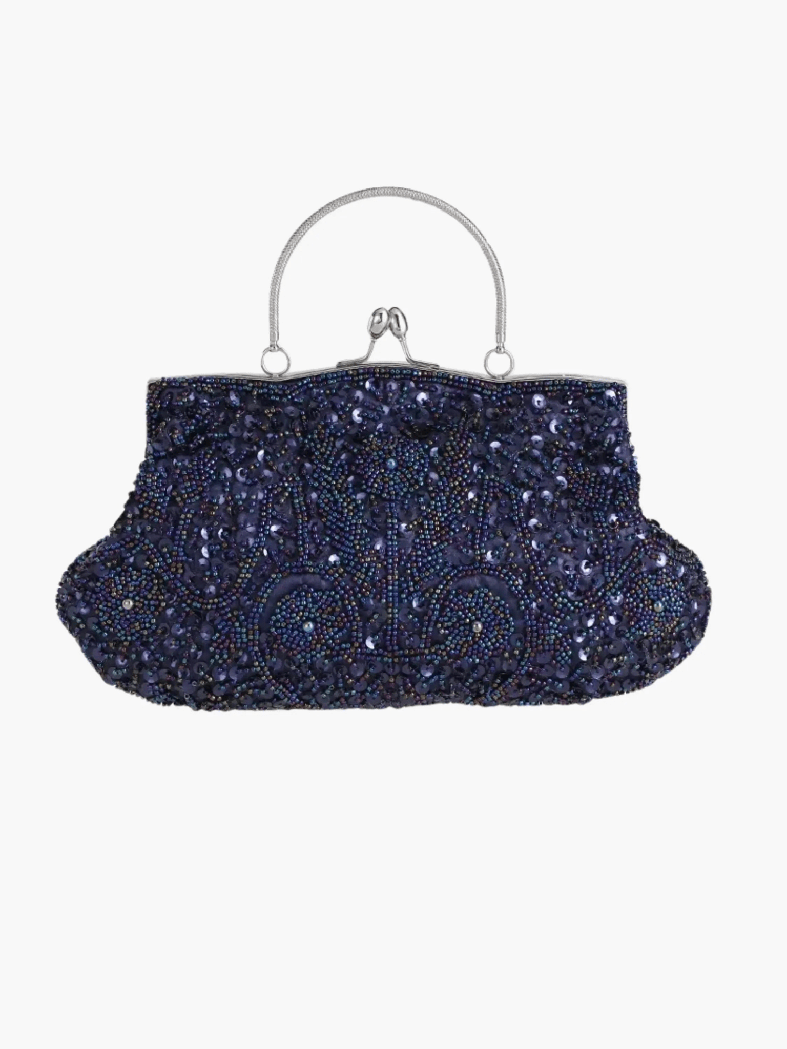 Celeste | Vintage Gold Beaded Evening Clutch – Timeless Elegance - in Navy Blue | Arvea Bags