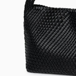 Charlotte | Elegant Leather Woven Bucket Bag – Spacious Shoulder Handbag for Women - in Black | Arvea Bags