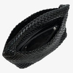 Charlotte | Elegant Leather Woven Bucket Bag – Spacious Shoulder Handbag for Women - in Black | Arvea Bags