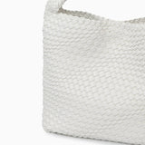 Charlotte | Elegant Leather Woven Bucket Bag – Spacious Shoulder Handbag for Women - in Light Beige | Arvea Bags