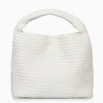 Charlotte | Elegant Leather Woven Bucket Bag – Spacious Shoulder Handbag for Women - in Light Beige | Arvea Bags