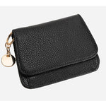 Charlotte | Pebbled Leather Mini Wallet – Chic & Compact Convenience - in Black | Arvea Bags