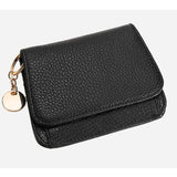 Charlotte | Pebbled Leather Mini Wallet – Chic & Compact Convenience - in Black | Arvea Bags