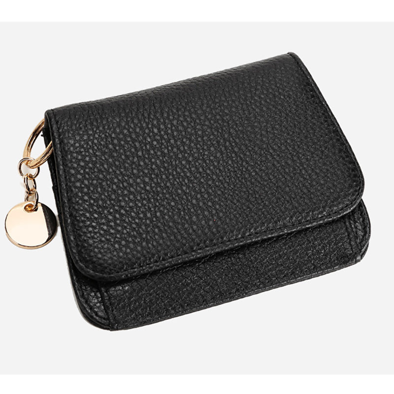Charlotte | Pebbled Leather Mini Wallet – Chic & Compact Convenience - in Black | Arvea Bags
