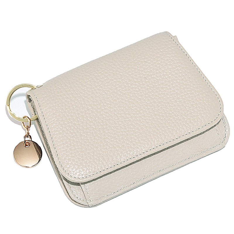 Charlotte | Pebbled Leather Mini Wallet – Chic & Compact Convenience - in Light Beige | Arvea Bags