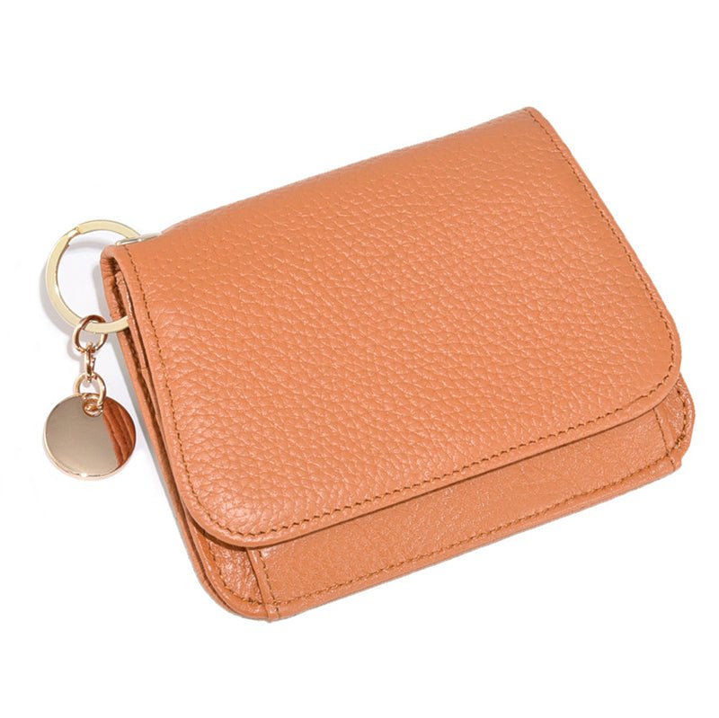 Charlotte | Pebbled Leather Mini Wallet – Chic & Compact Convenience - in Orange | Arvea Bags