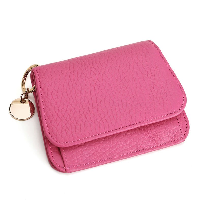 Charlotte | Pebbled Leather Mini Wallet – Chic & Compact Convenience - in Salmon Pink | Arvea Bags