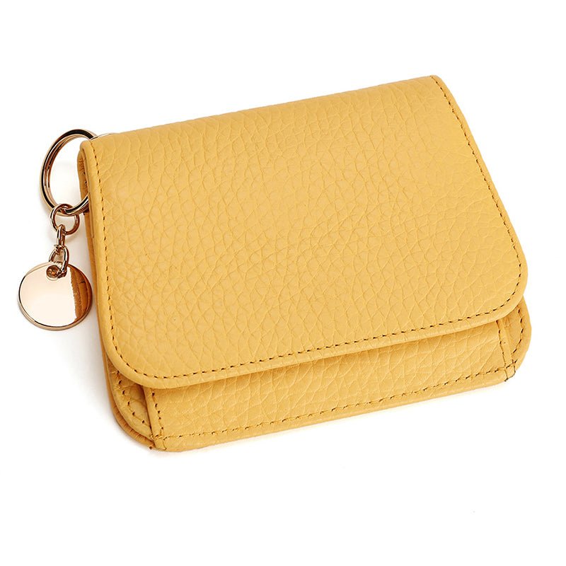Charlotte | Pebbled Leather Mini Wallet – Chic & Compact Convenience - in Yellow | Arvea Bags
