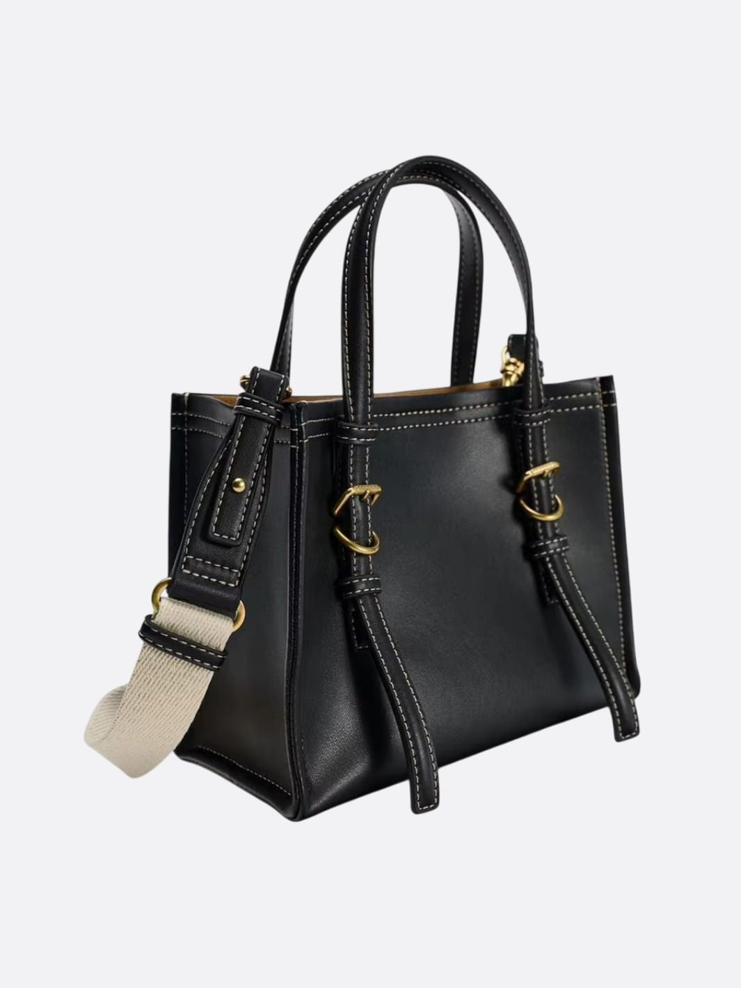 Chic Rectangular Leather Tote Bag - in Black | Arvea Bags