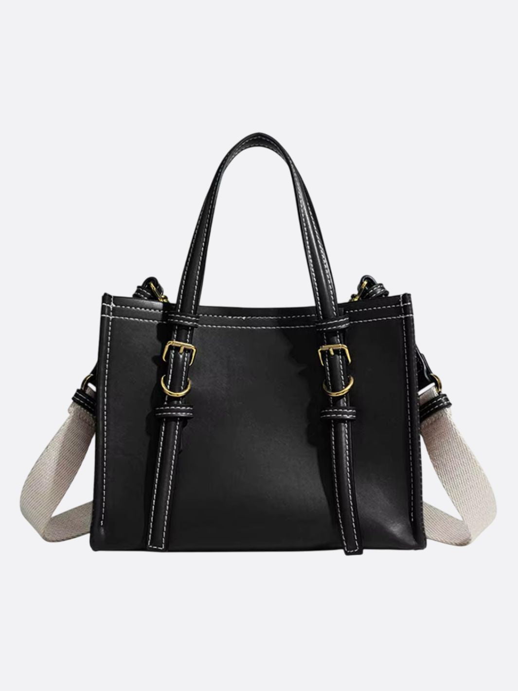 Chic Rectangular Leather Tote Bag - in Black | Arvea Bags