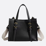 Chic Rectangular Leather Tote Bag - in Black | Arvea Bags