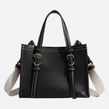 Chic Rectangular Leather Tote Bag - in Black | Arvea Bags