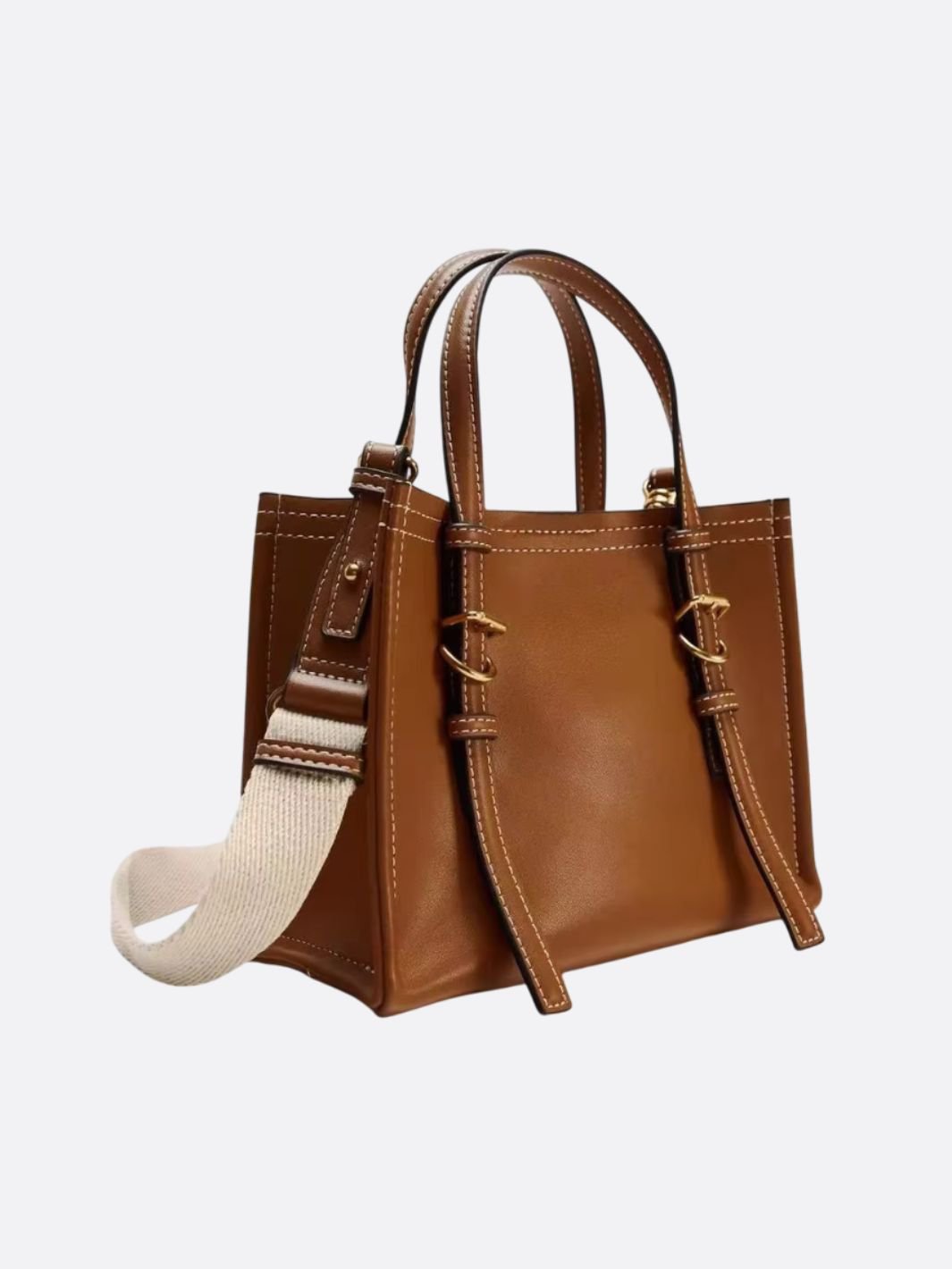 Chic Rectangular Leather Tote Bag - in Camel | Arvea Bags