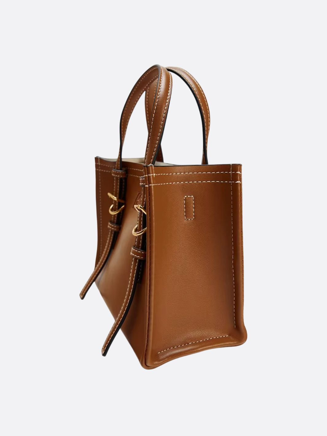 Chic Rectangular Leather Tote Bag - in Camel | Arvea Bags