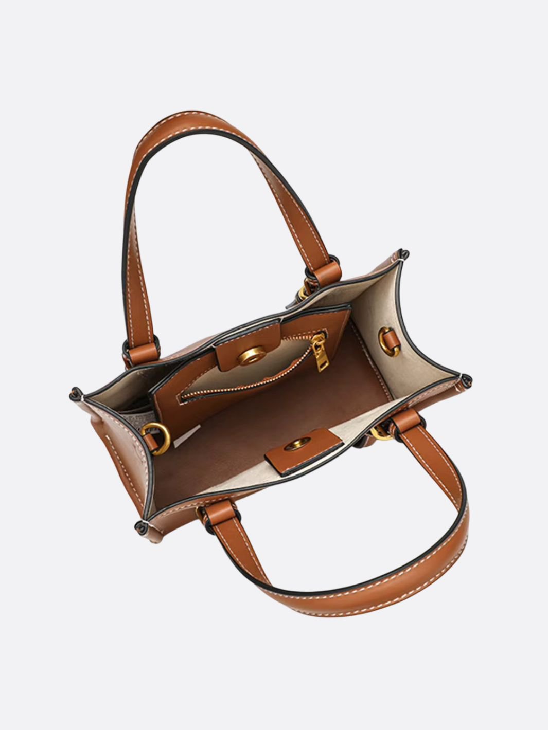 Chic Rectangular Leather Tote Bag - in Camel | Arvea Bags