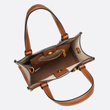 Chic Rectangular Leather Tote Bag - in Camel | Arvea Bags