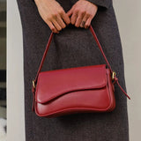 Chloe | Minimalist Red Leather Shoulder Bag – Sleek & Chic - in Red | Arvea Bags