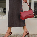Chloe | Minimalist Red Leather Shoulder Bag – Sleek & Chic - in Red | Arvea Bags