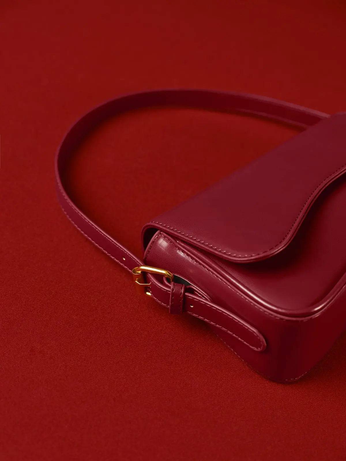 Chloe | Minimalist Red Leather Shoulder Bag – Sleek & Chic - in Red | Arvea Bags
