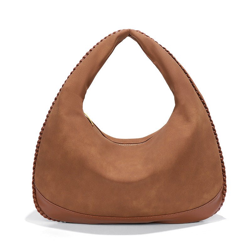 Chloe Suede and Leather Crescent Hobo Bag – Luxury Large Shoulder Bag for Women - in Brown | Arvea Bags
