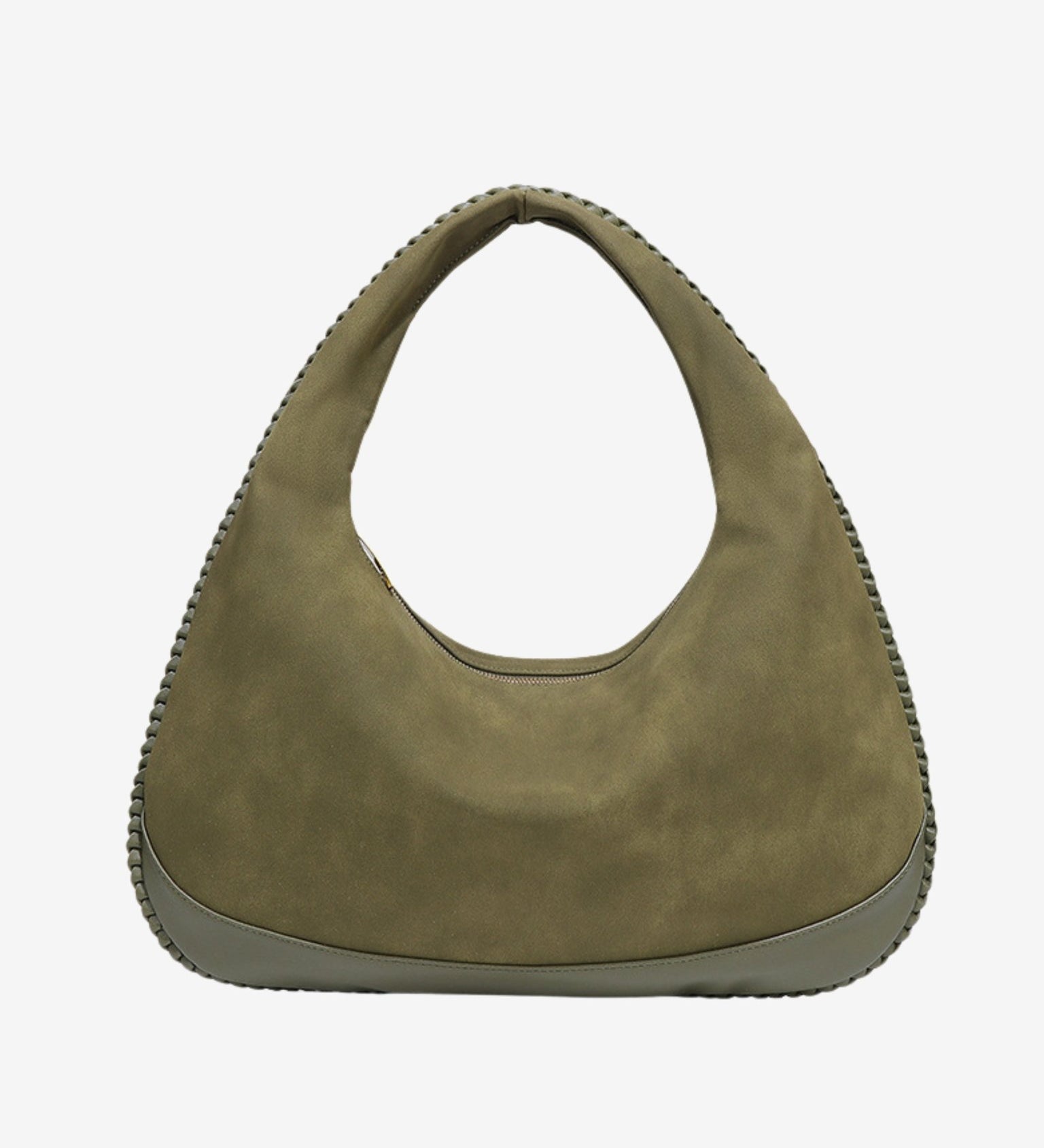 Chloe Suede and Leather Crescent Hobo Bag – Luxury Large Shoulder Bag for Women - in Olive green | Arvea Bags
