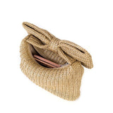 Christine | Natural Straw Clutch with Oversized Bow Detail - in Off - White | Arvea Bags