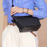 Ciara Woven Shoulder Bag – Elegant Faux Leather Tote - in Black | Arvea Bags