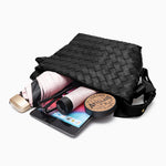 Ciara Woven Shoulder Bag – Elegant Faux Leather Tote - in Black | Arvea Bags