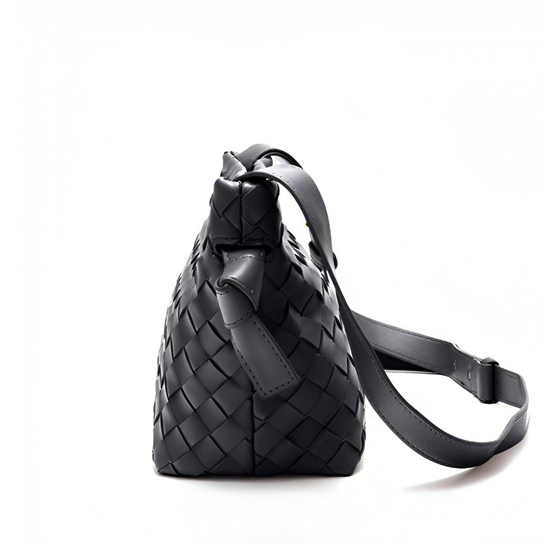 Ciara Woven Shoulder Bag – Elegant Faux Leather Tote - in Black | Arvea Bags