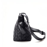 Ciara Woven Shoulder Bag – Elegant Faux Leather Tote - in Black | Arvea Bags