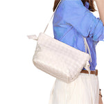 Ciara Woven Shoulder Bag – Elegant Faux Leather Tote - in Light Beige | Arvea Bags