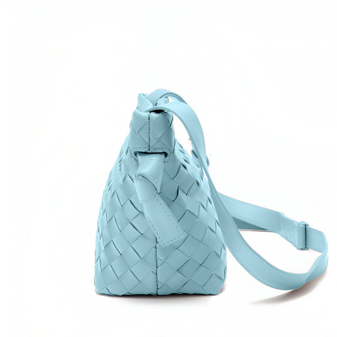 Ciara Woven Shoulder Bag – Elegant Faux Leather Tote - in Sky Blue | Arvea Bags