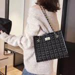 Clara | Black Tweed & Chain Shoulder Bag – Chic Sophistication - in Black | Arvea Bags